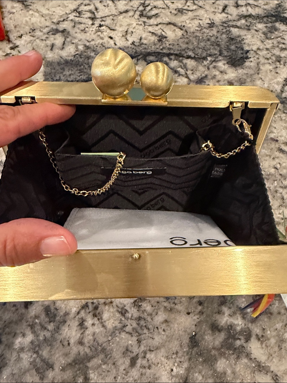 Olga Berg Rainbow Fringe Clutch with Gold Ball Clasp - Picture 12 of 12
